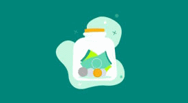 DEPÓSITO Rural Kutxa - ilustración tarro lleno de billetes y monedas DEPÓSITO Rural Kutxa - ilustración tarro lleno de billetes y monedas