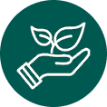 icono mano con brote de hojas